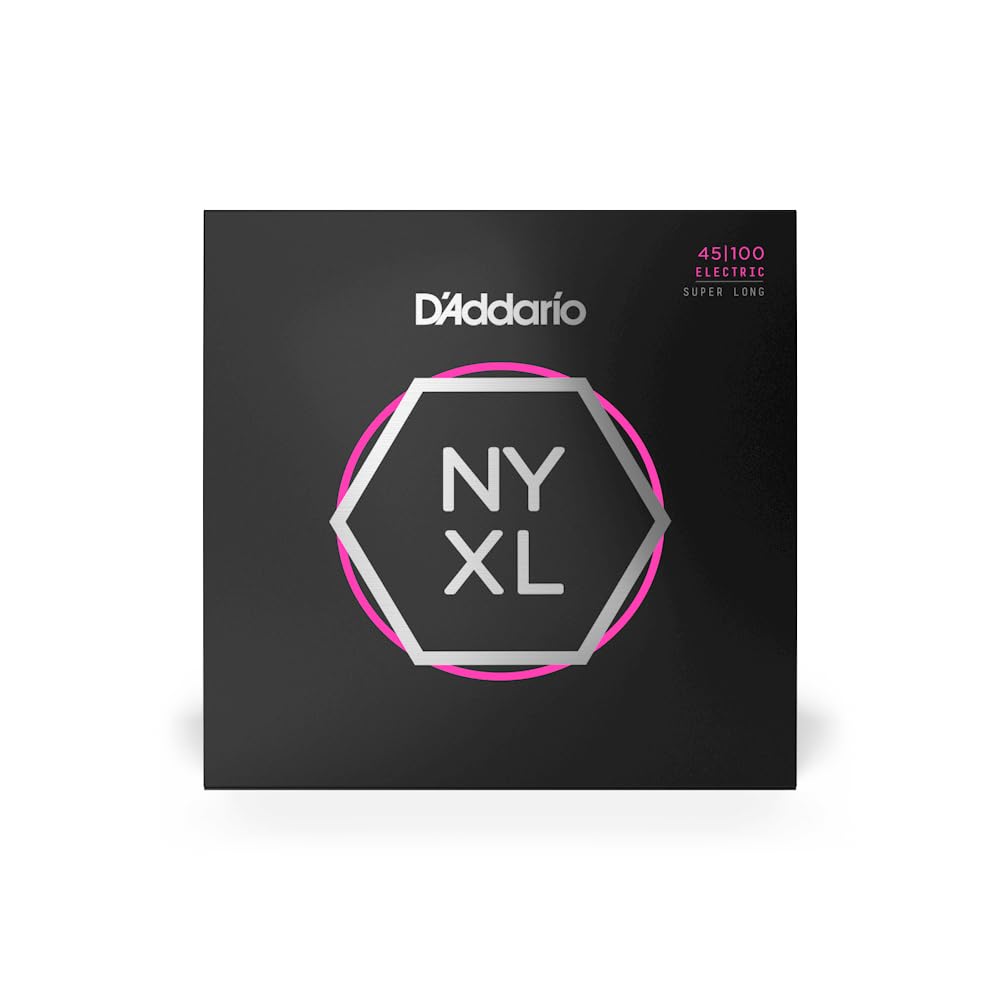 D'Addario NYXL45100SL NYXL Bass Guitar Strings - 45-100 Regular Light Gauge, Super Long Scale - Unrivaled Strength & Tuning Stability for 4 String Bass Guitars - Perfect for Live Performances, Studio Recording & Professional Musicians