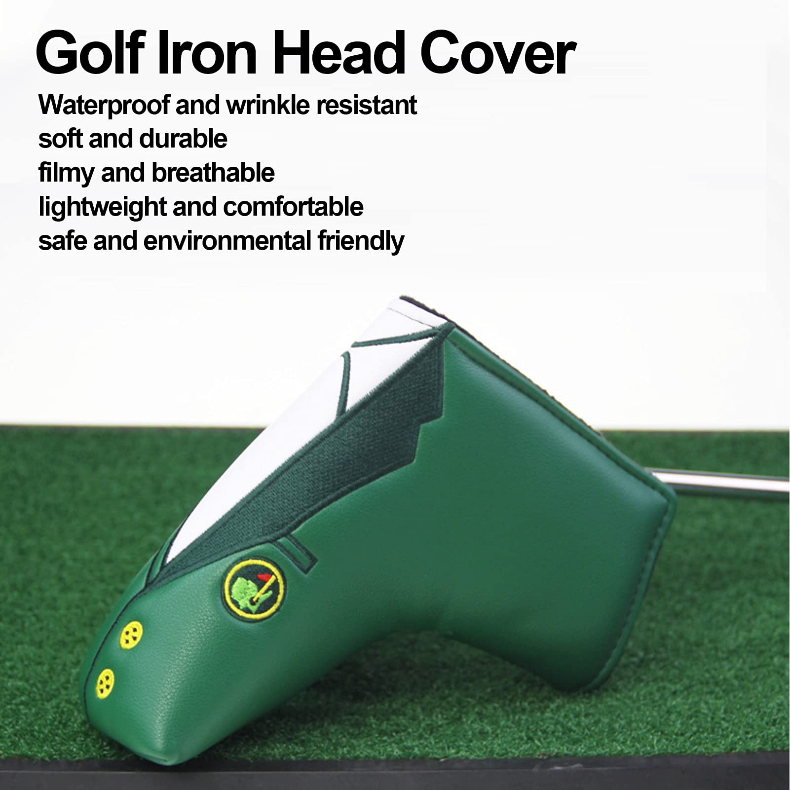 Premium PU Leather Golf Iron Head Covers - Waterproof & Thickened Protection for Golf Clubs & Putters | Perfect for Driving Range, Golf Course & Travel Use