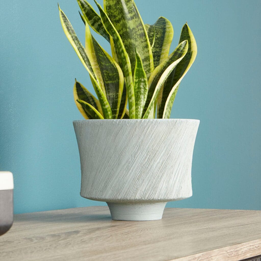 Cyan Design 08736 Selena Slab Planter - Oyster Blue Small Ceramic Flower Pot for Indoor Plants, Succulents & Home Decor | Perfect for Living Room, Office & Garden Decorations