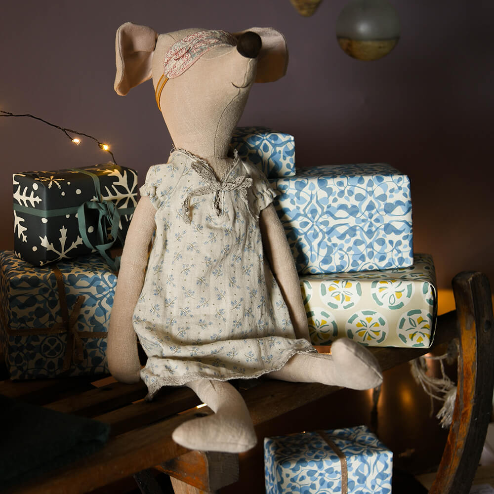 Maileg Maxi Mouse in Nightgown - Soft Plush Toy for Kids | Perfect for Bedtime Cuddles & Nursery Decor