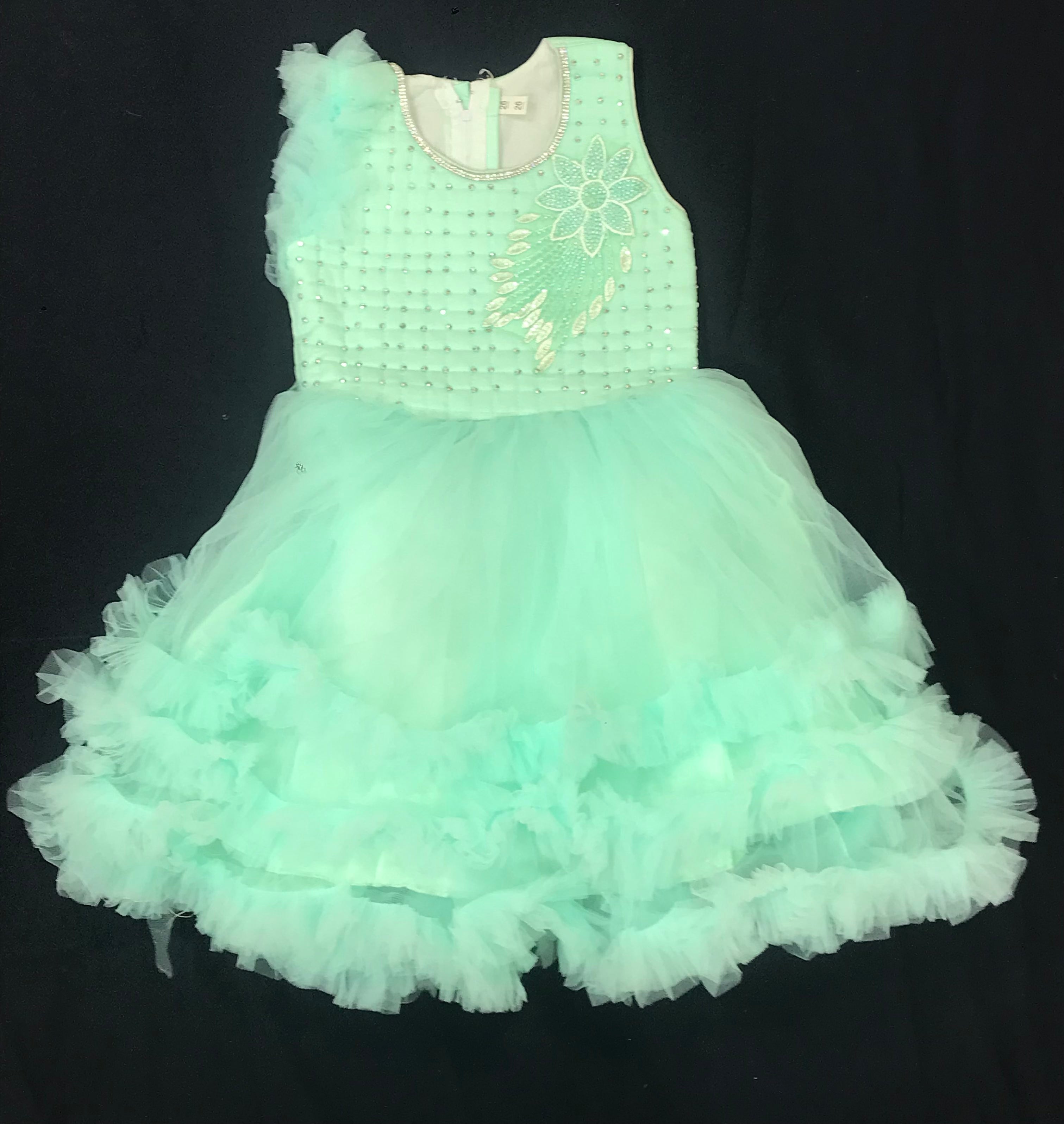 Stylish Light Green Net Frock for Girls - Perfect for Birthday Parties, Special Occasions & Photo Shoots
