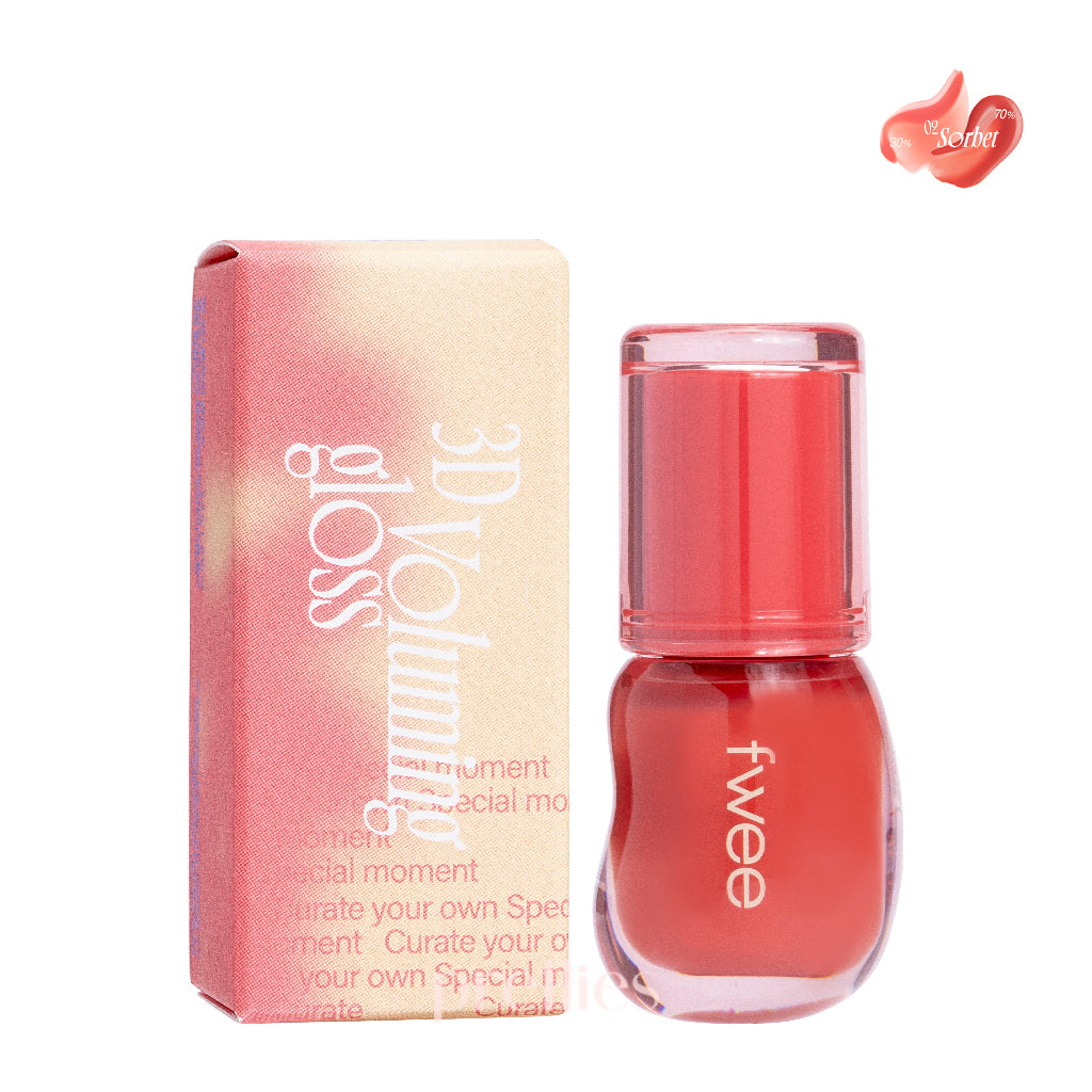Fwee 3D Volumizing Lip Gloss 5.3g (02 Coral Sorbet) - Plumping, Hydrating & Shiny Lip Gloss for Daily Wear, Date Night & Special Occasions