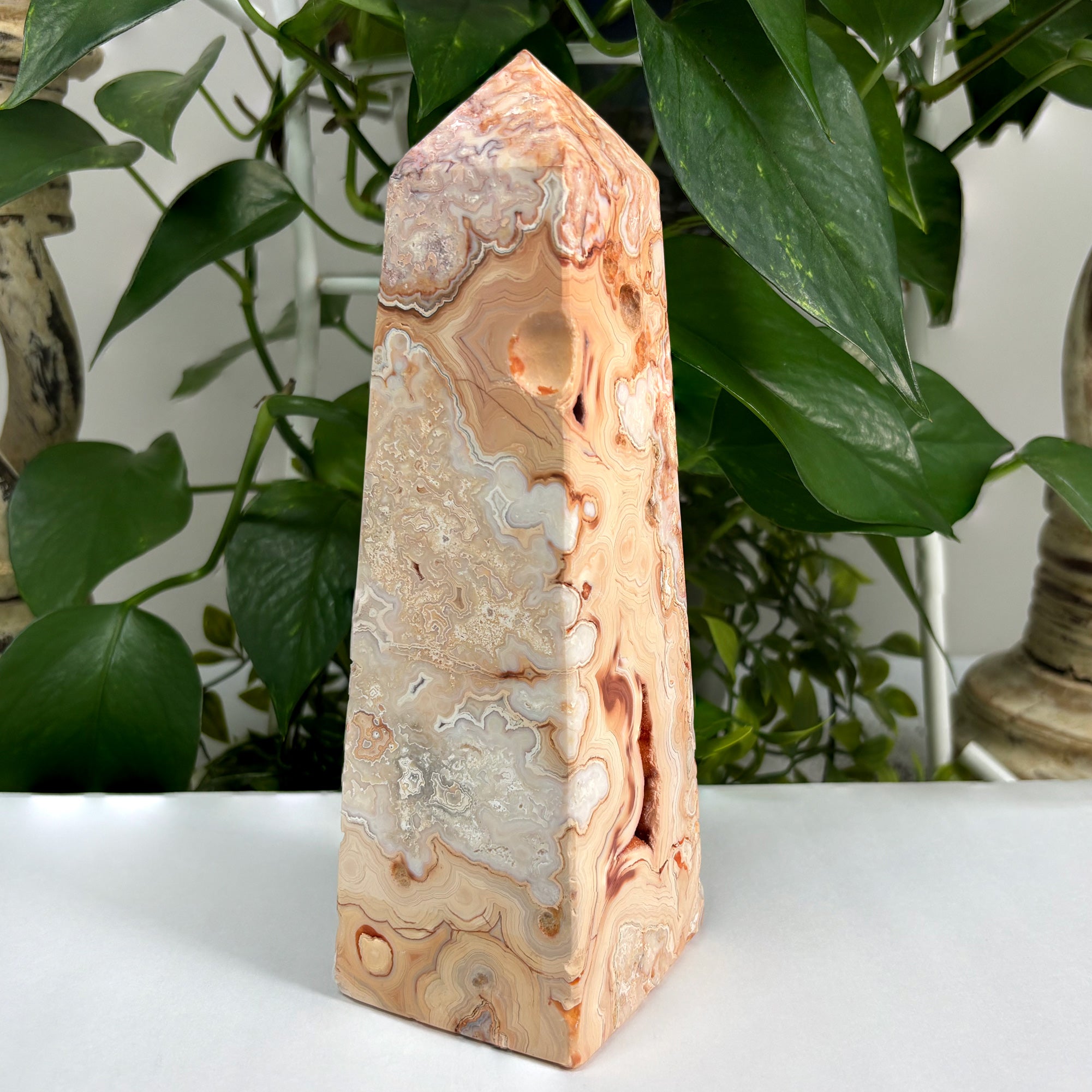 Natural Crazy Lace Agate Obelisk Tower - Polished Healing Crystal for Grounding, Joy & Emotional Balance - Unique Gemstone Home Decor & Spiritual Collection - Perfect for Meditation, Reiki, Office Desk & Gift Giving