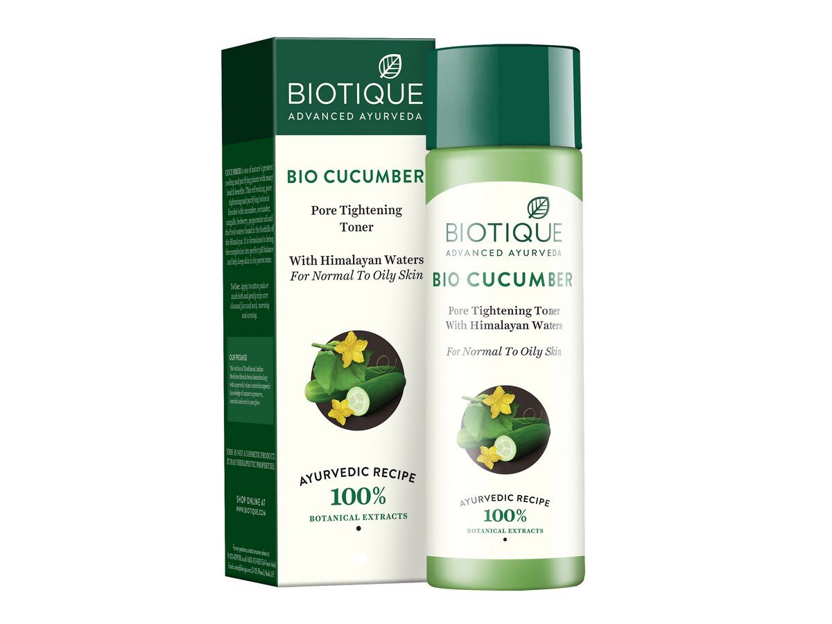 Biotique Bio Fruit Whitening Lip Balm 12g & Bio Cucumber Pore Tightening Toner 120ml - Natural Skincare Set for Dry Lips & Oily Skin | Perfect for Daily Beauty Routine & Travel Skincare