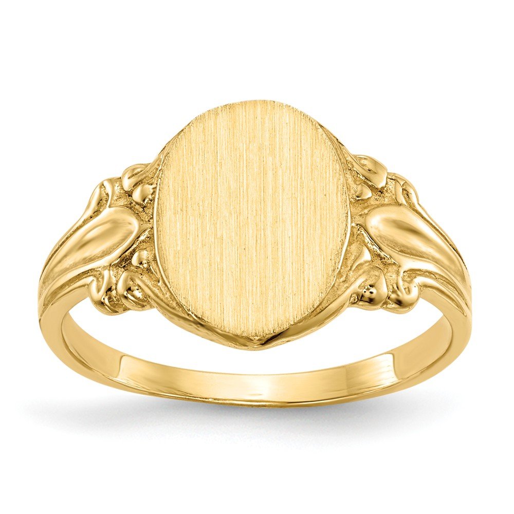 14K White Gold Signet Ring for Men & Women - Classic Engraved Signet Jewelry for Formal Events, Weddings & Gifts