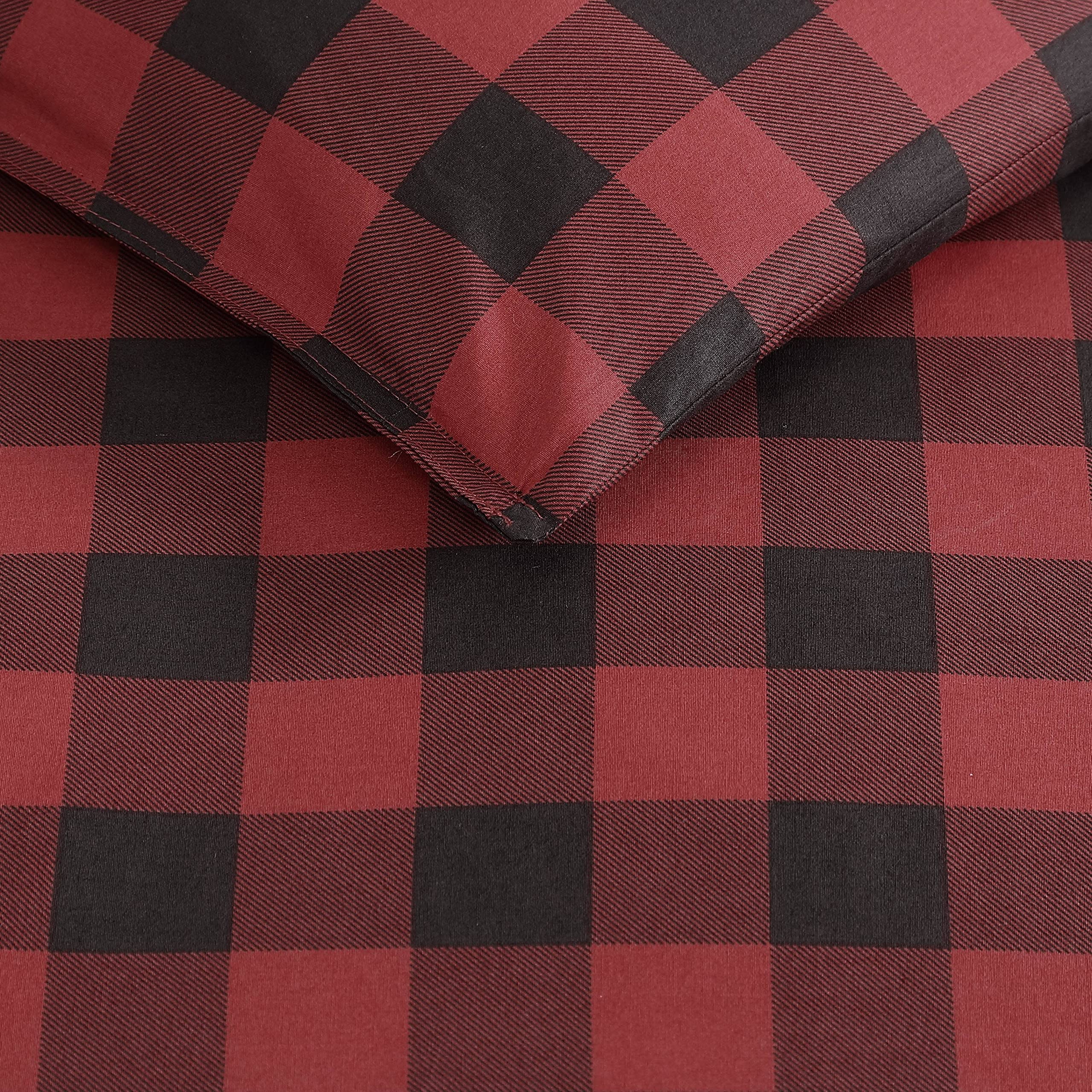 Eddie Bauer Queen Size Comforter Set - 100% Cotton Reversible Bedding with Buffalo Plaid Design, All-Season Warmth (Red/Black) for Cozy Bedroom & Guest Room Decor