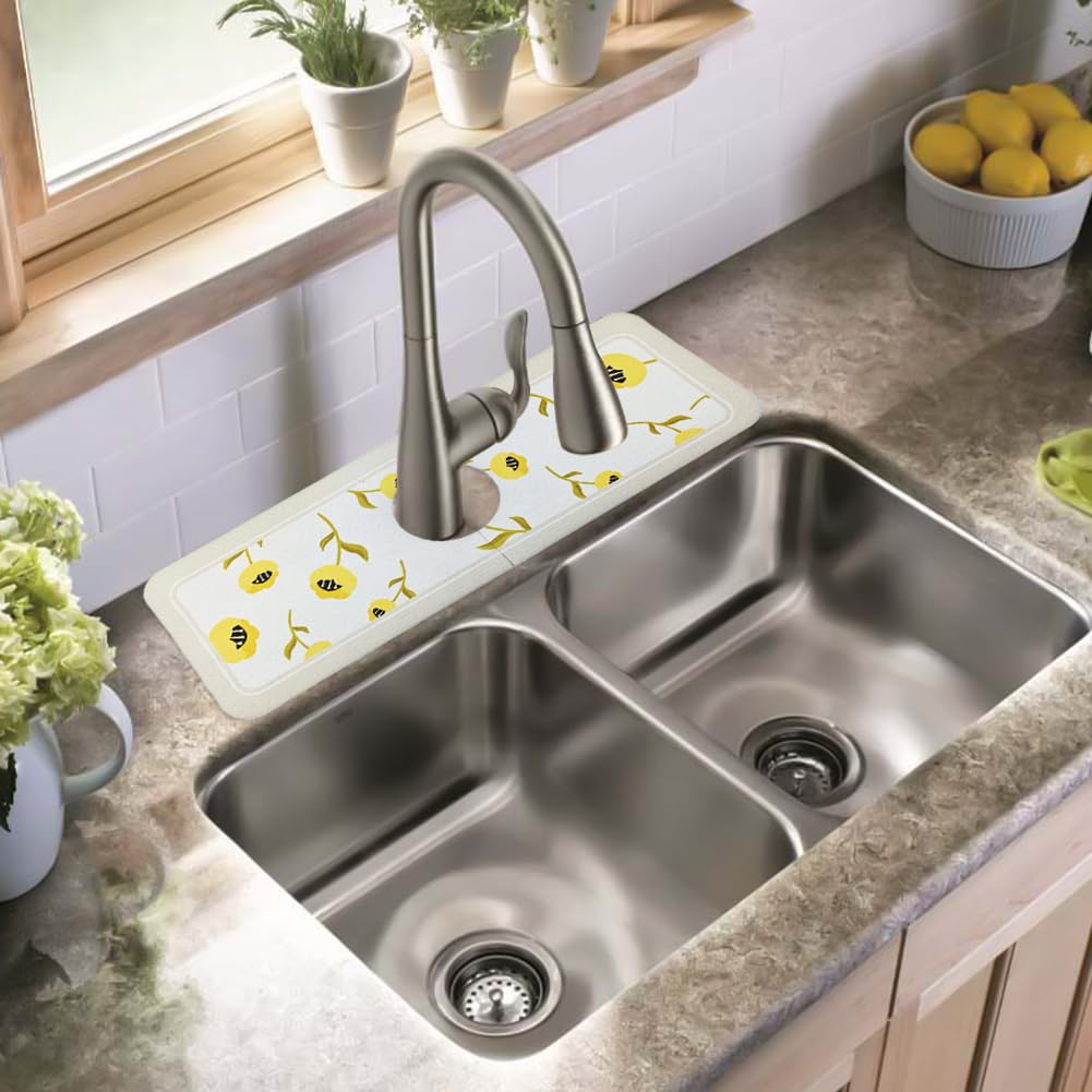 2-Pack Diatom Mud Sink Mat - Splash Guard for Kitchen & Bathroom Faucets - Quick-Dry & Absorbent