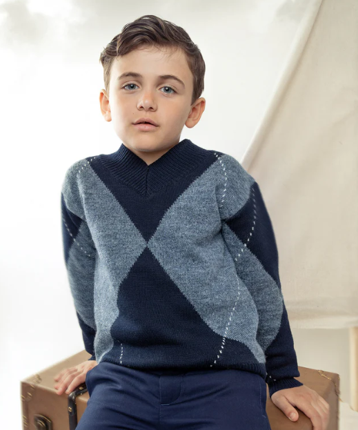 Belati Argyle Knit Sweater for Men & Women - Cozy Winter Pullover, Casual & Formal Wear (Sizes 3-16Y) - Perfect for Office, Dating & Holiday Outfits