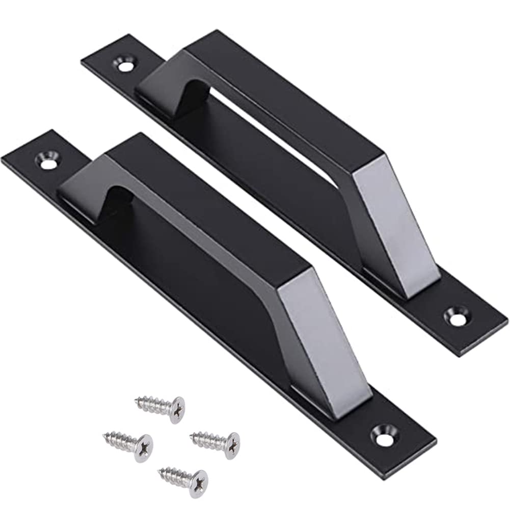 7.9 Inch Black Sliding Barn Door Handles (2-Pack) - Heavy Duty Wooden Pull Handles for Sliding Doors, Barns, Fences, Garages & Sheds - Rustic Home & Farmhouse Decor Upgrade