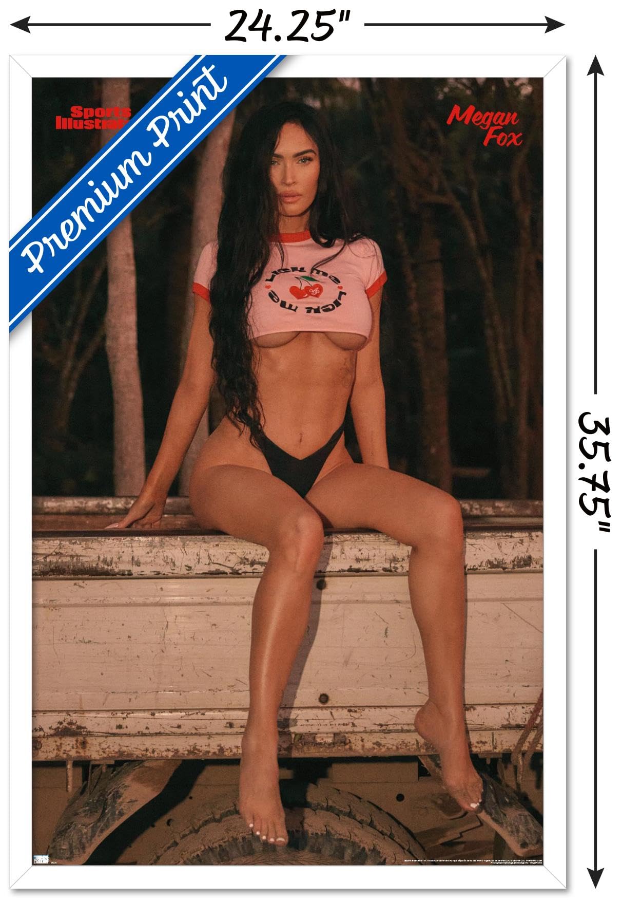 Megan Fox Cherry Shirt 23 Wall Poster - Sports Illustrated Swimsuit Edition | Premium Quality Home & Office Decor for Fans & Collectors