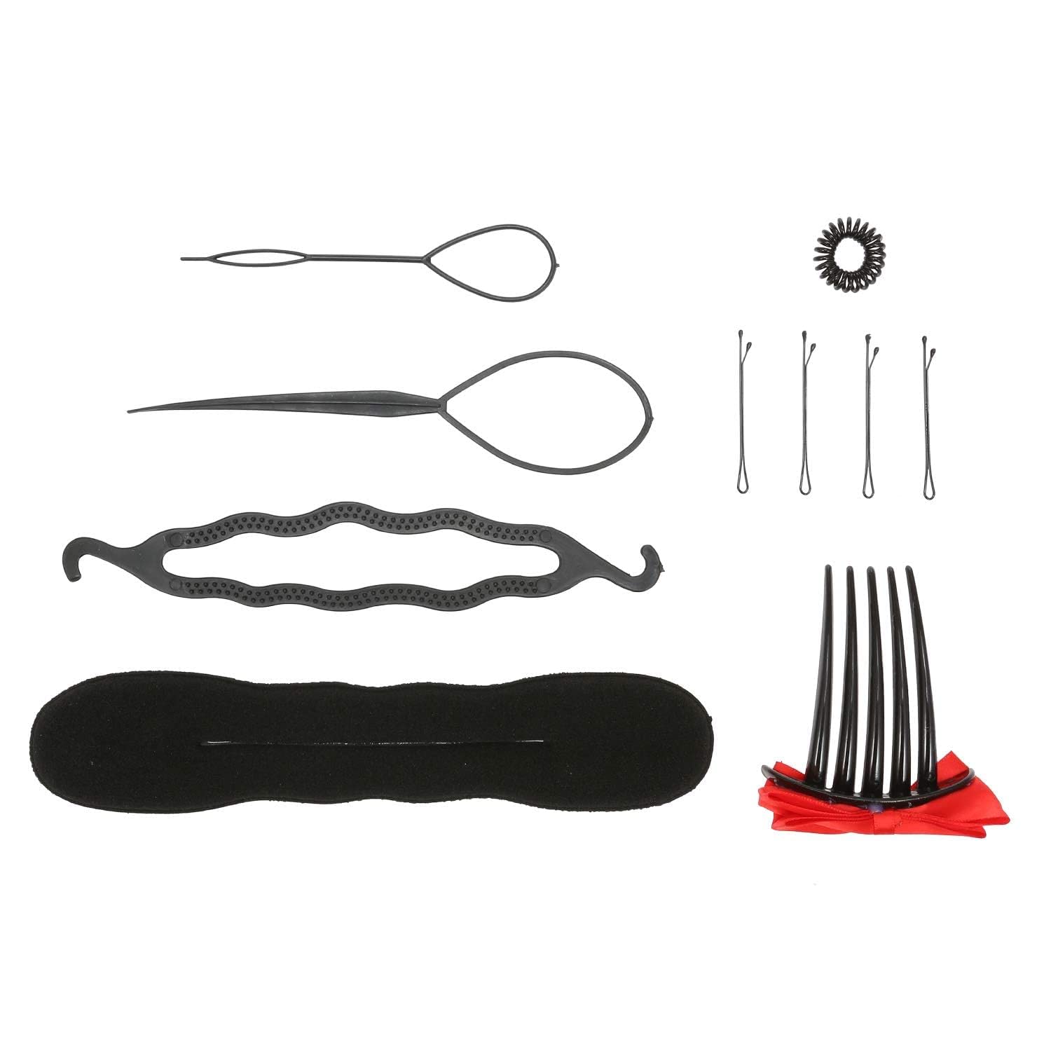 Professional Hair Styling Tool Set - Spiral Hair Ties, Bun Maker, Side Comb & Hair Pins for Braiding, Updos & Ponytails | Perfect for Salon, Home & Travel Use