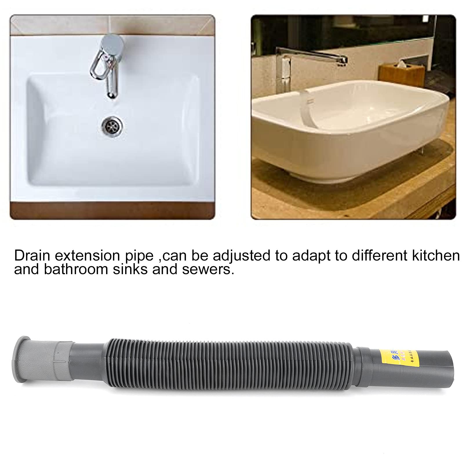 EVTSCAN Flexible Drain Pipe Extension - Universal Plastic Angle Exhaust Tube for Kitchen & Bathroom Sink, Wash Basin Sewer Drain | Easy Installation, Leak-Proof Design for Home Plumbing & DIY Projects