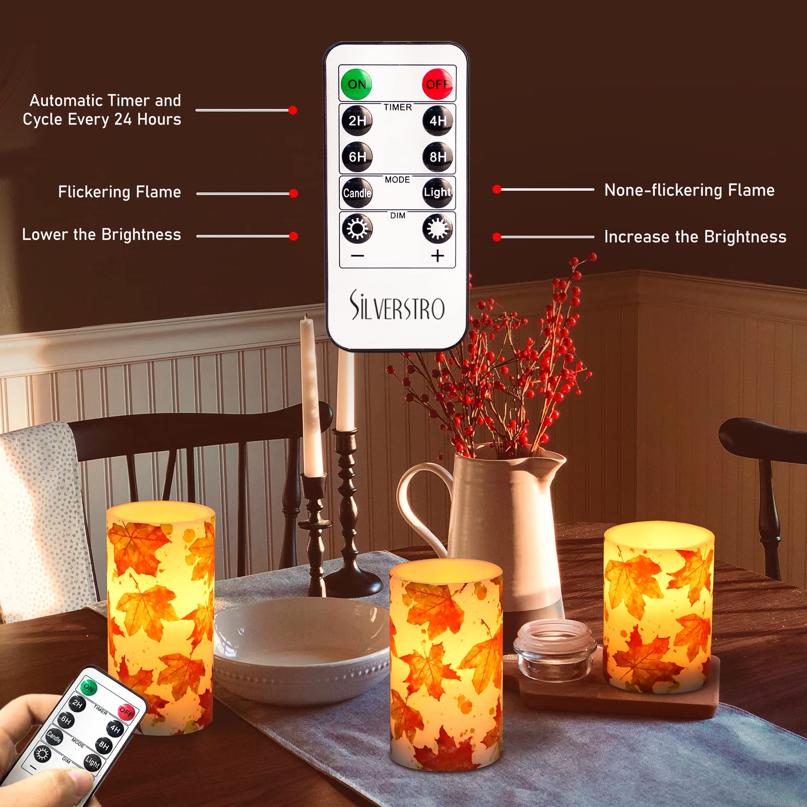 Flameless Candles with Remote - Set of 3 Battery Operated Real Wax Candles for Home Decor, Wedding & Christmas