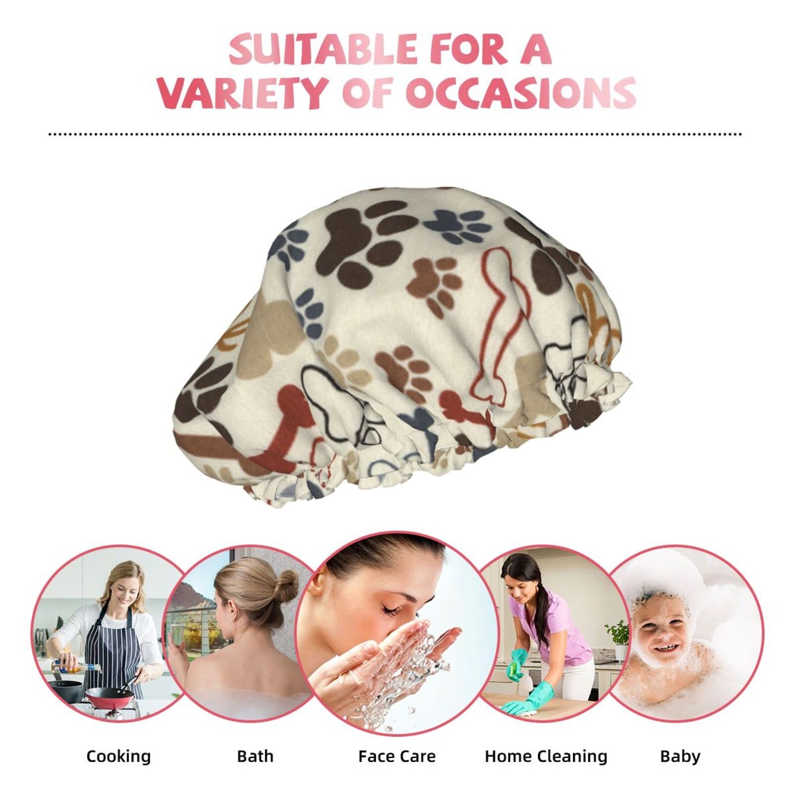 Waterproof Reusable Dog Paw Shower Cap for Women - Double Layer Bathing Hair Cover for Shower & Spa | Perfect for Pet Lovers, Bath Time, Hair Care & Relaxation