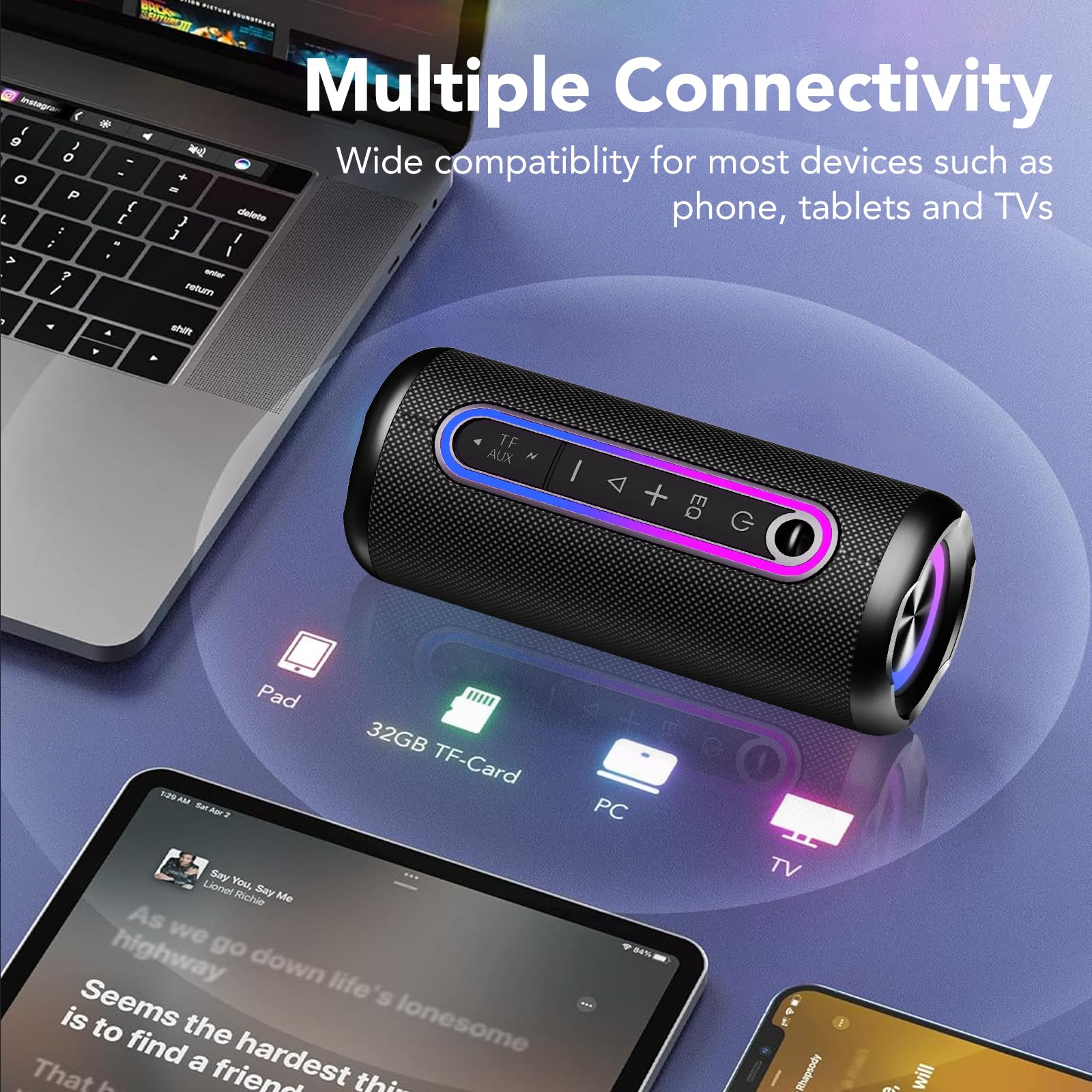 Taopodo Portable Bluetooth Speaker 5.4 - 30W Wireless Speaker with Powerful Bass, 360° Surround Sound, 30H Playtime, TWS Pairing & IP7 Waterproof - Perfect for Outdoor Adventures, Pool Parties & Home Entertainment