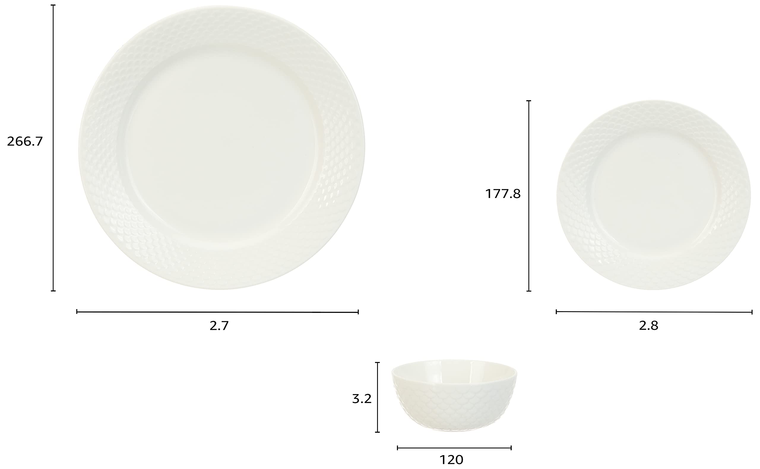 Solimo 18-Piece Classic Solid Ceramic Dinner Set - 6 Dinner Plates, 6 Salad Plates, 6 Serving Bowls | Off-White | Durable Stoneware for Everyday Dining & Entertaining | Perfect for Family Meals, Dinner Parties & Restaurant-Style Serving