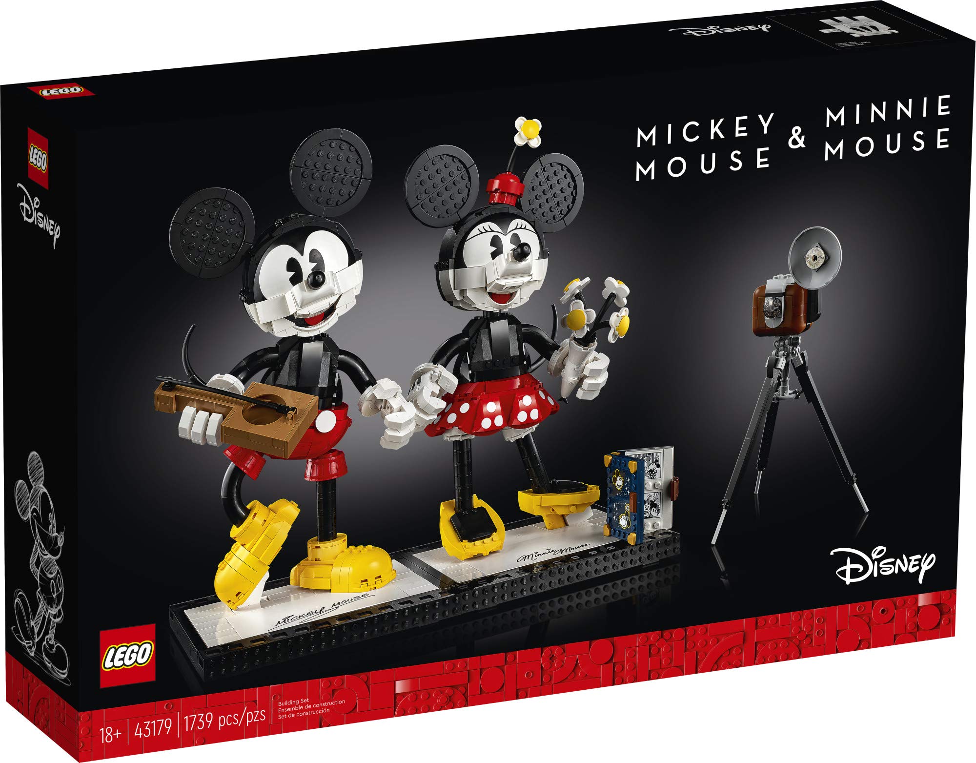 **LEGO Disney Mickey Mouse & Minnie Mouse Buildable Characters Set (43179) – Classic Collectible Adult Building Kit with 1,739 Pieces, Multicolor – Perfect for Disney Fans, Home Display & Gift Giving**