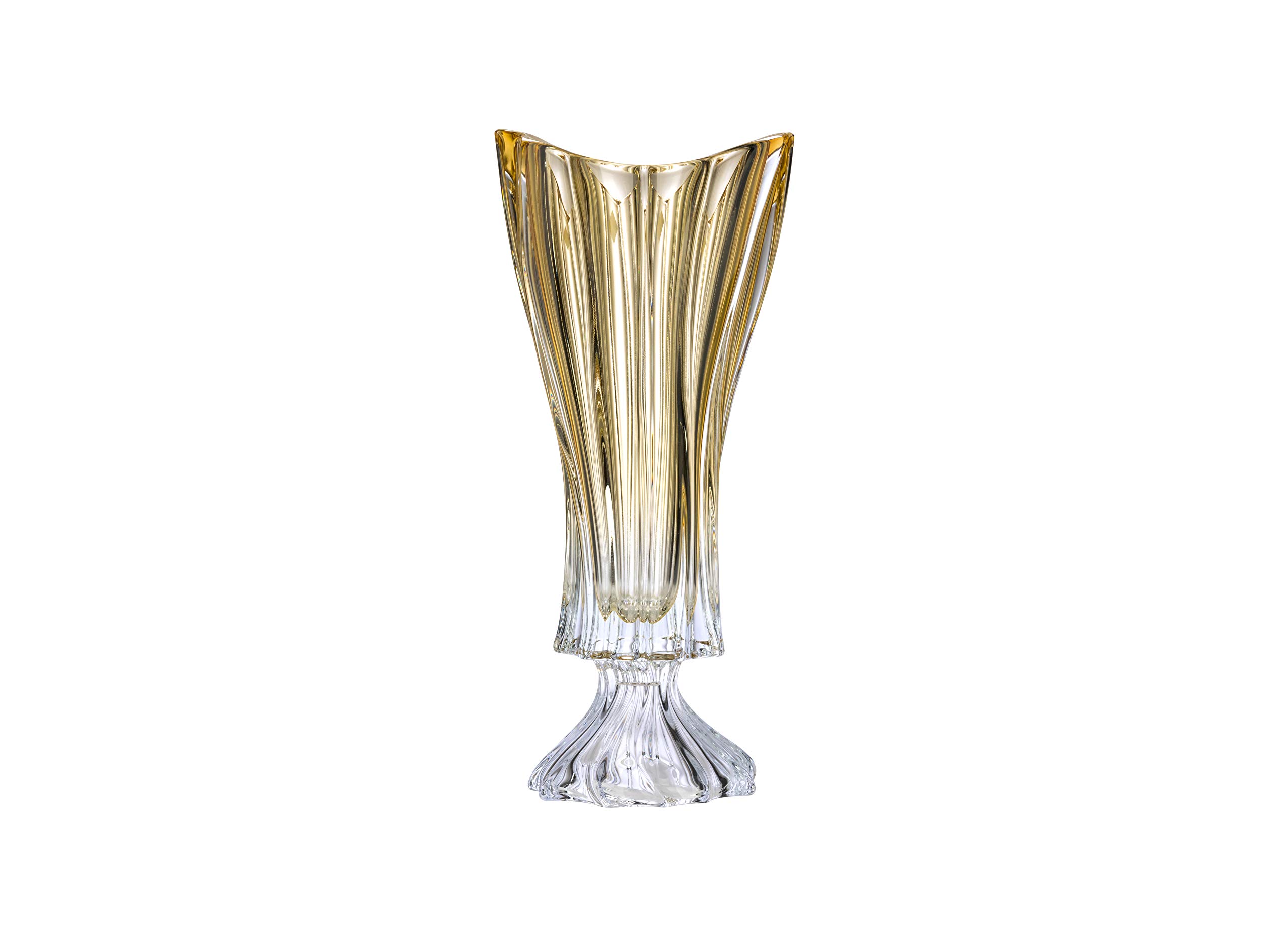 Bohemian Crystal AU52067 - 16 Inch Elegant Footed Bud Vase with Plantica Amber Finish | Perfect for Home Decor, Wedding Centerpieces & Floral Arrangements