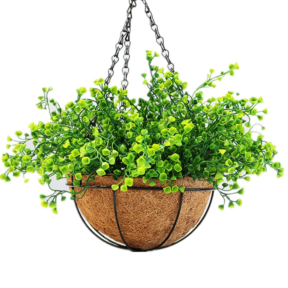 Mynse Nice Artificial Hanging Plants for Outdoors - Fake Greenery Hanging Basket Decor (Green) - Perfect for Patio, Balcony, and Garden Decorations