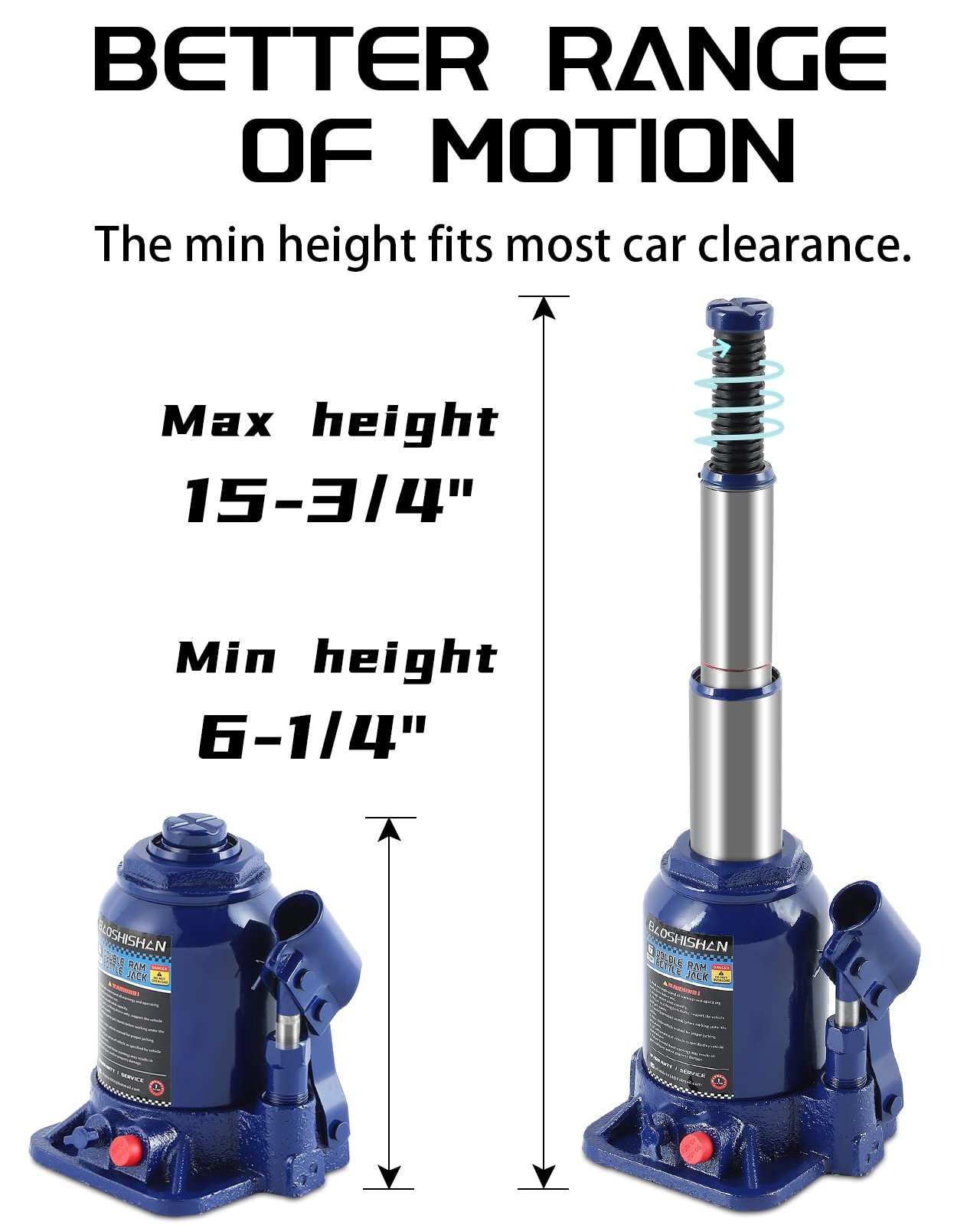 BAOSHISHAN 3 Ton & 6 Ton Hydraulic Bottle Jack Set - Heavy Duty Car Lift Jack for Vehicle Repair, Tire Change, and Auto Maintenance - Perfect for Home Garage, Auto Shops, and Emergency Roadside Use