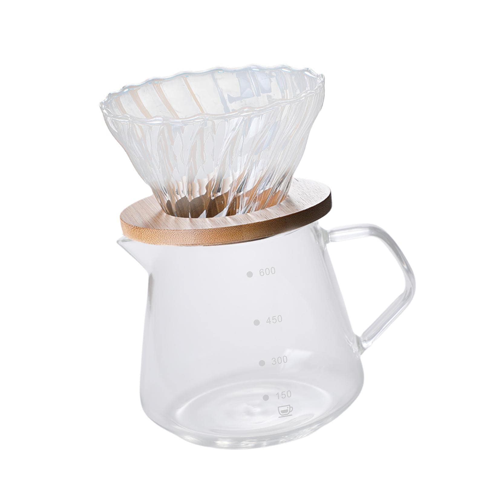 Premium Pour Over Coffee Maker with Glass Carafe & Reusable Filter - 600ML Manual Dripper for Anti-Scald Hand Brewing - Perfect for Home, Office & Camping Coffee Lovers