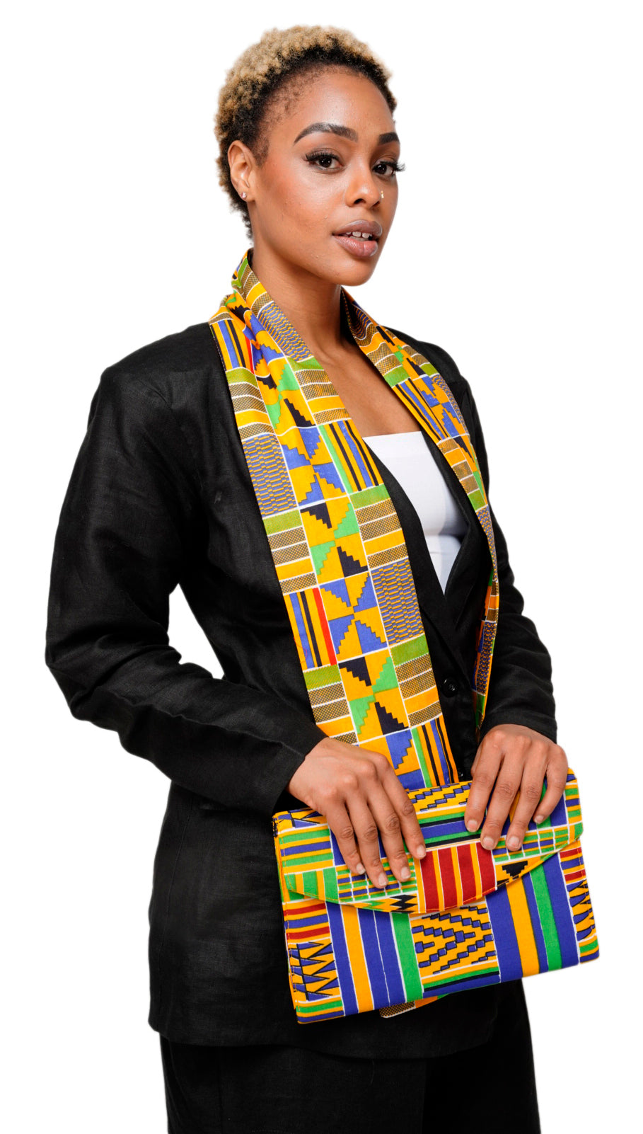 Authentic African Kente Print Stole & Sash - Dupise Akannipa DP4075S - Perfect for Weddings, Cultural Events & Fashion Accessories