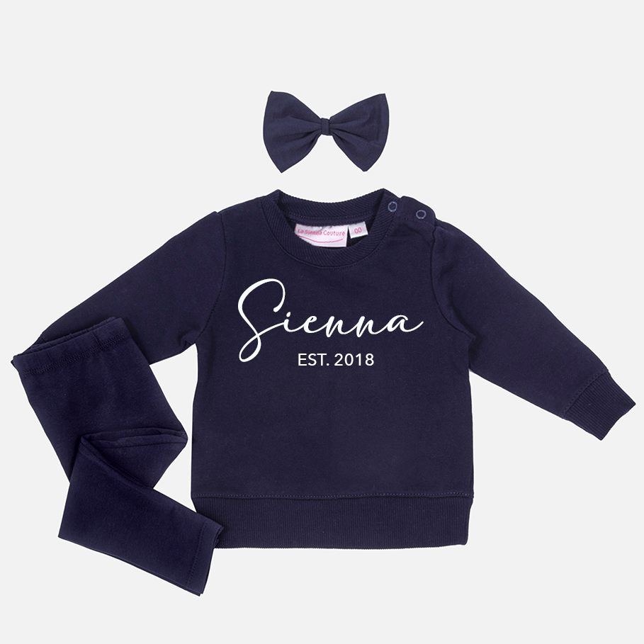 Custom Navy Blue Crew Neck T-Shirt & Leggings Set - Soft Cotton Comfort Fit for Women - Perfect for Yoga, Gym & Casual Wear