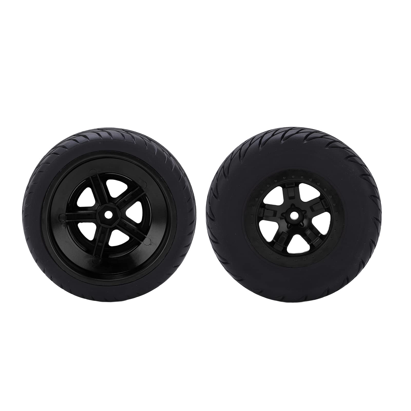 1/10 RC Tires & Wheels Set - 4Pcs Durable Rubber Tires with Strong Grip & Cushioning for 1/10 Scale Short Course Trucks - Perfect for Off-Road Racing, Bashing & RC Car Upgrades (Black)