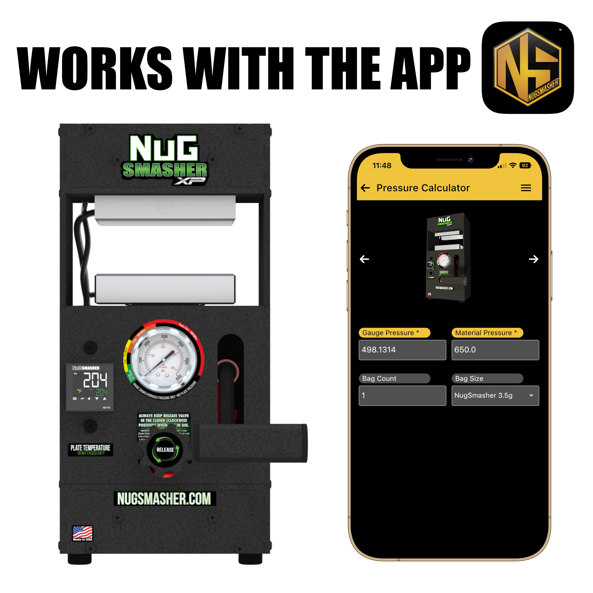 NugSmasher XP 12 Ton Rosin Press Kit for Flower Extraction - Professional Hydraulic Heat Press Machine for Making Rosin, Wax & Concentrates at Home or in Dispensary (DIY Cannabis Extraction)