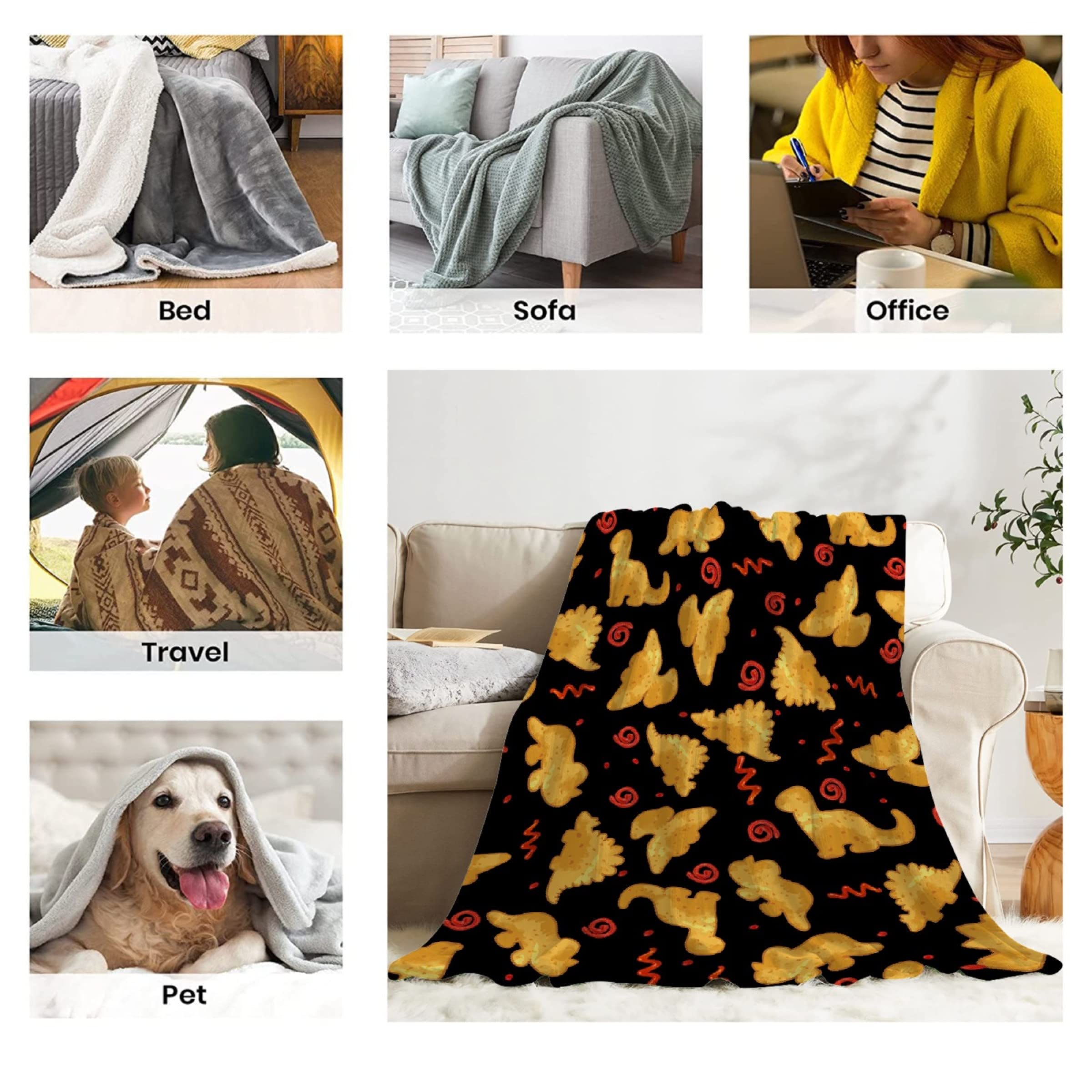 Dino Chicken Nuggets Throw Blanket - Ultra Soft Plush Flannel Blanket for Kids | 50