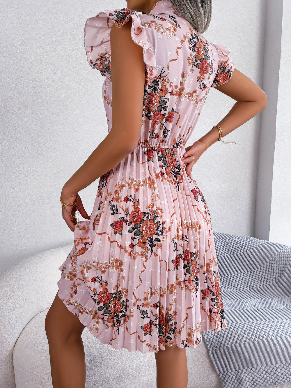 Floral Print Bow Tie Resort Dress for Women - Beach Vacation, Summer Party & Casual Outings
