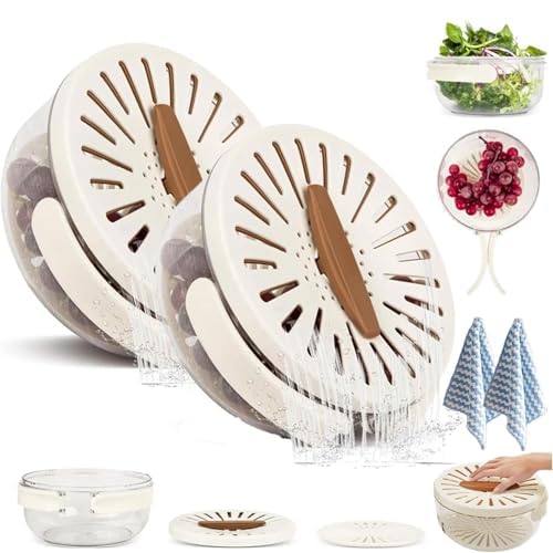 3-in-1 Multifunctional Fruit and Vegetable Washing Bowl with Strainer - Kitchen Colander, Salad Drain Basket & Food Prep Bowl (2-Piece Set) for Fresh Produce Cleaning, Healthy Cooking & Meal Preparation