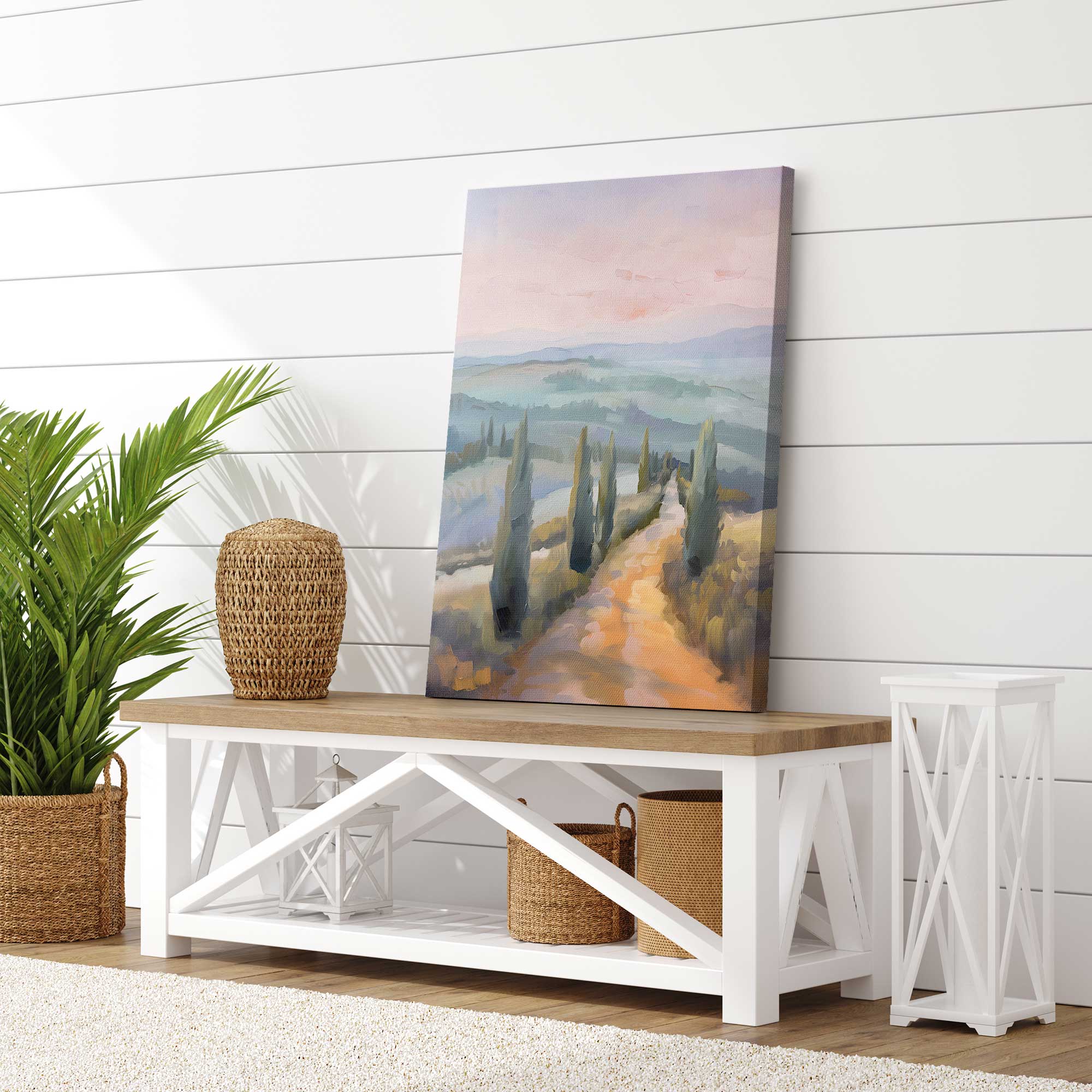 Tuscany Sunset Landscape Canvas Print - Dusk's Glow v3 Wall Art for Living Room, Bedroom & Office Decor