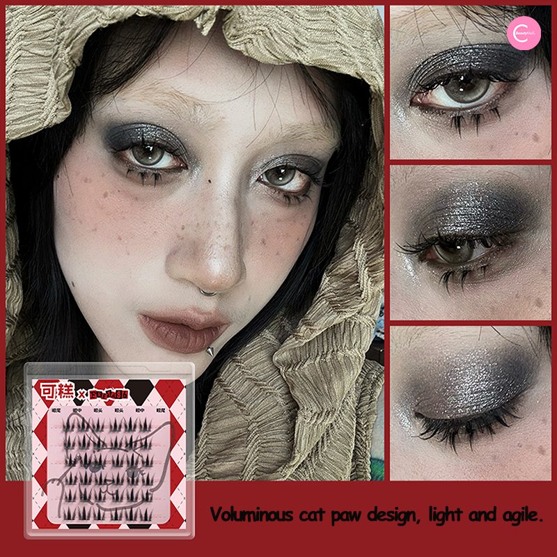 Gaoashes X Freya86 UF23 Midnight Cat Eyelashes - Fluffy Cat Paw False Lashes for Dramatic Eye Makeup | Perfect for Halloween, Cosplay & Night Out