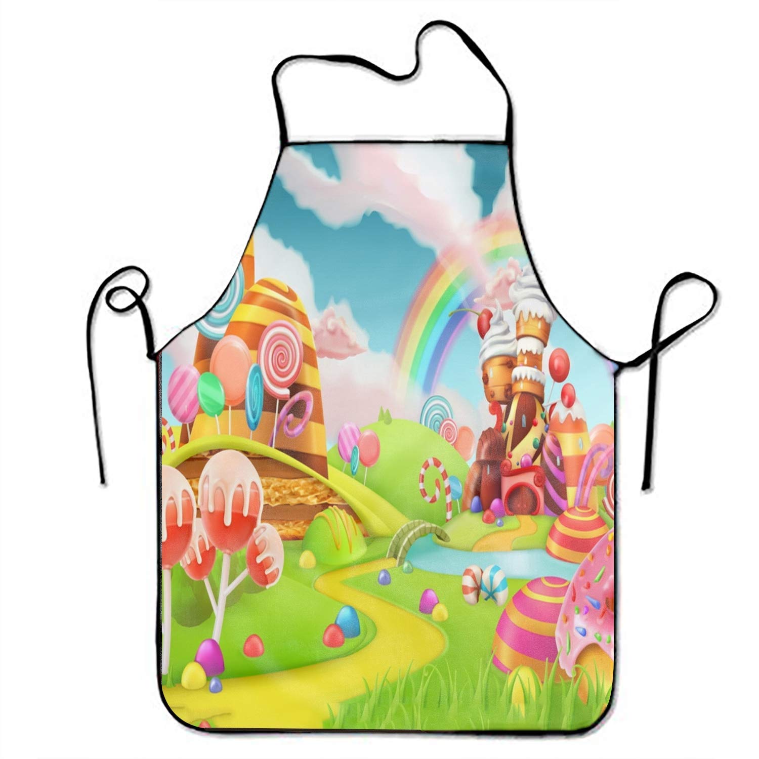 **Ahuahua Unisex Sweet Candy Ice Cream Rainbow Baking Apron - Durable Adjustable Kitchen Bib for Kids, Boys & Girls - Perfect for Baking, Cooking & Fun Kitchen Activities**