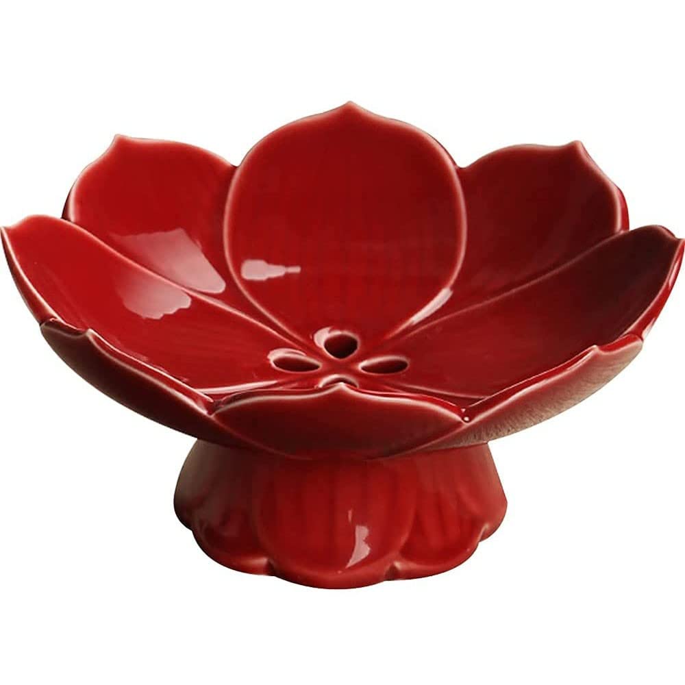 Elevated Ceramic Fruit Bowl with Lotus Drain - Decorative Footed Compote Serving Dish for Fruits, Breads & Snacks | Perfect for Kitchen Counter, Dining Table & Party Display