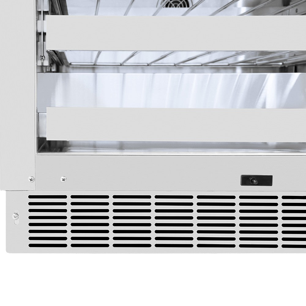 ZLINE Autograph Edition 24 Inch Dual Zone 44 Bottle Wine Cooler with Stainless Steel Glass Door & Polished Gold Handle - Perfect for Home Bars, Restaurants, and Wine Cellars (RWDOZ GS 24 G)