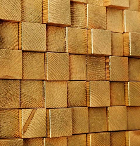 Modern Square Wood Acoustic Sound Diffuser Panel - Gold Mosaic Wall Decor for Home Studio, Office & Theater Soundproofing