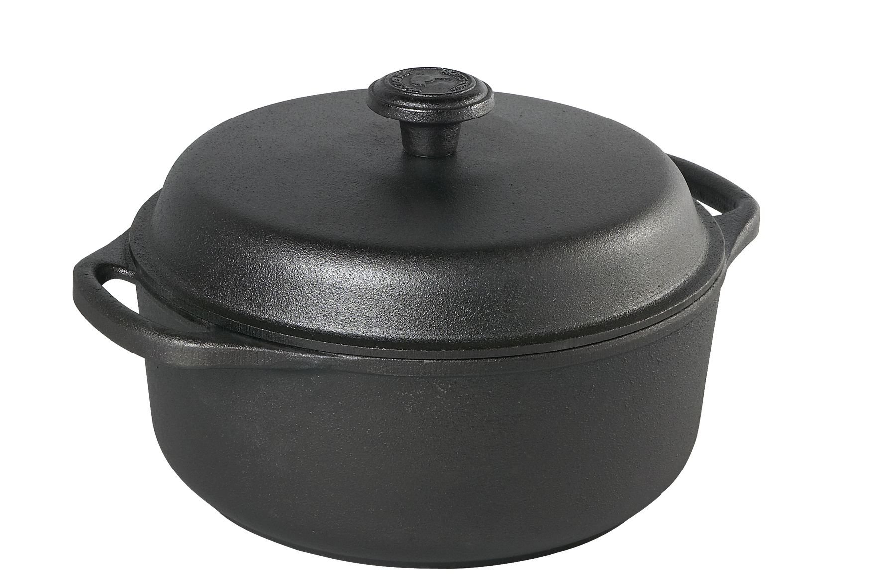 SKEPPSHULT 4L Cast Iron Roasting Pan - Heavy Duty Black Dutch Oven for Baking, Roasting & Serving - Perfect for Oven, Grill & Campfire Cooking