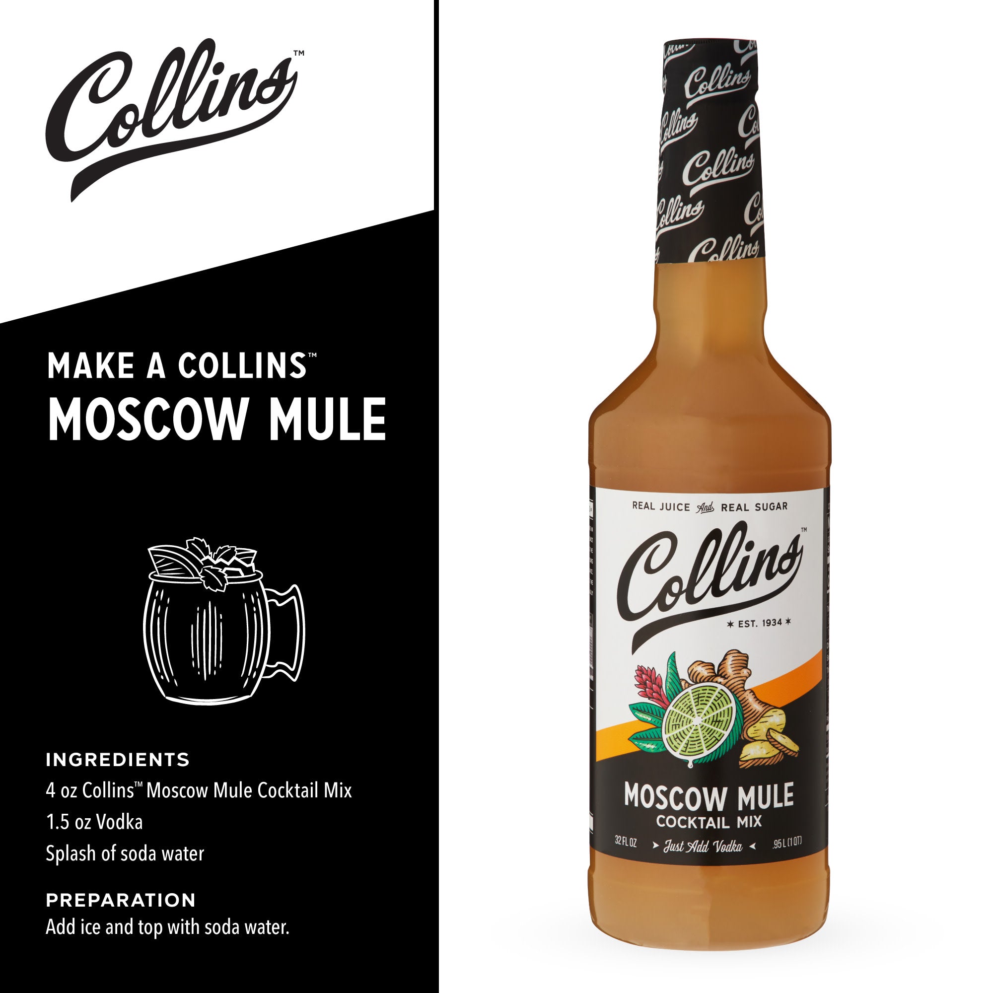Premium Moscow Mule Cocktail Mix - 32 oz Copper Mug Set | Authentic Ginger Beer Concentrate for Refreshing Summer Drinks | Perfect for Parties, BBQs & Home Bars