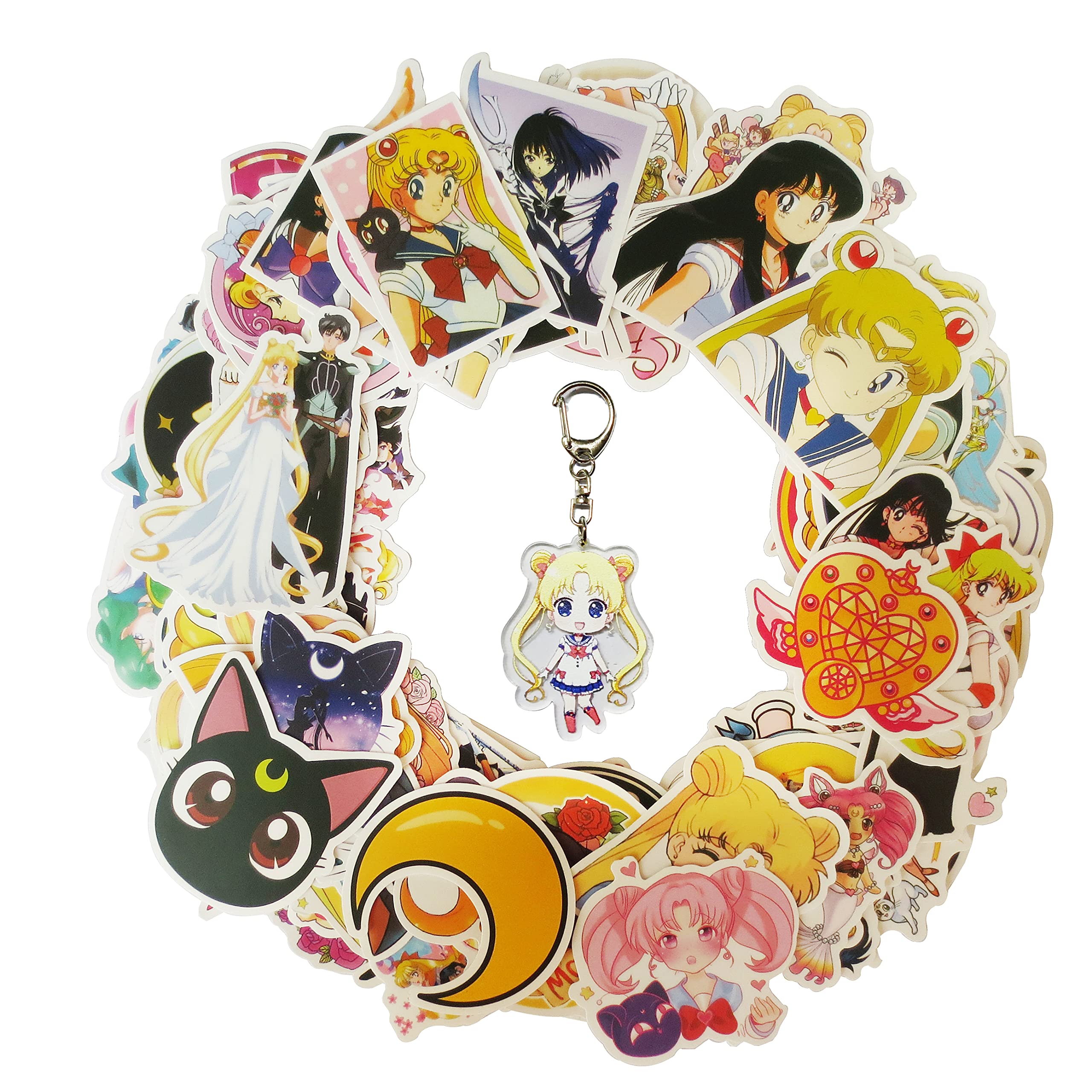 100PCS Sailor Moon Stickers - Waterproof Anime Decals for Water Bottles, Laptops, Phones & Hydro Flasks | Classic Japanese Cartoon Stickers for School, Office & Travel Accessories
