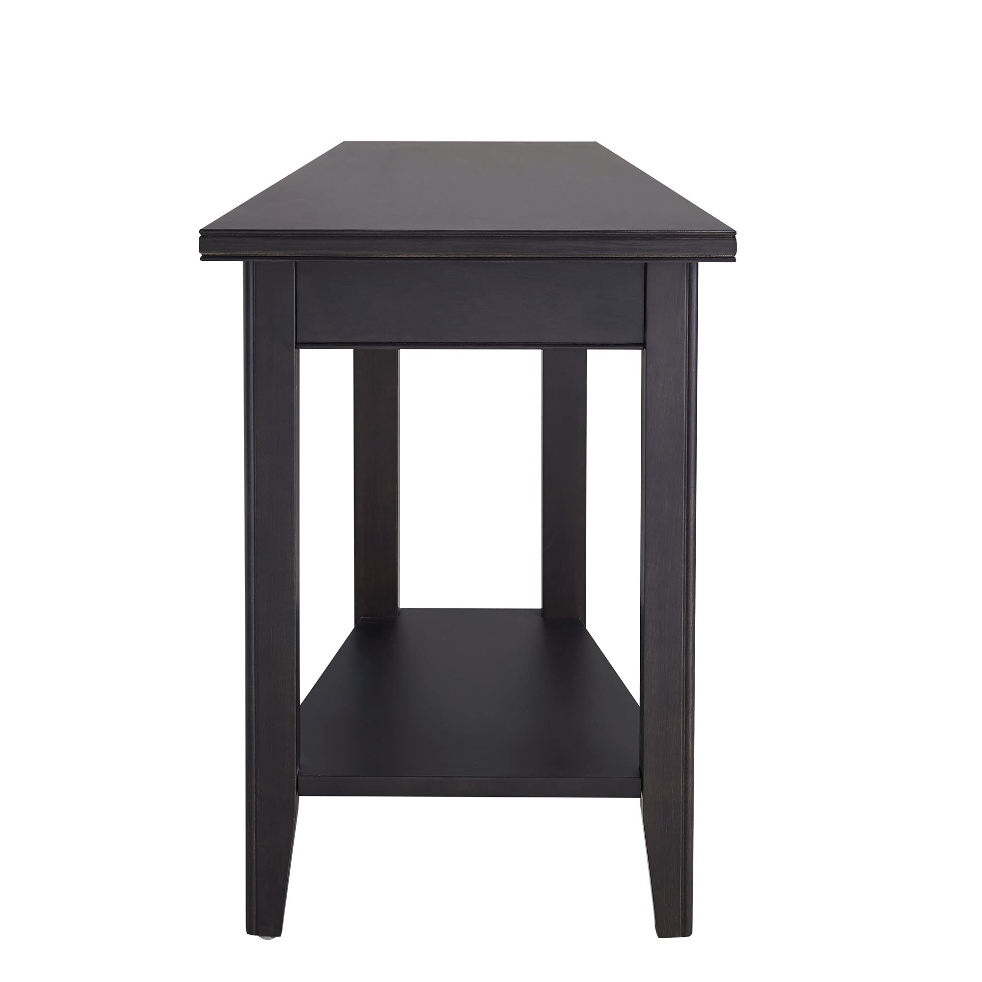 Leick Home Laurent 17-inch Recliner Wedge End Table with Storage Shelf - Solid Wood Side Table in Black (10502-BK) | Perfect for Living Room, Bedroom & Home Office Furniture
