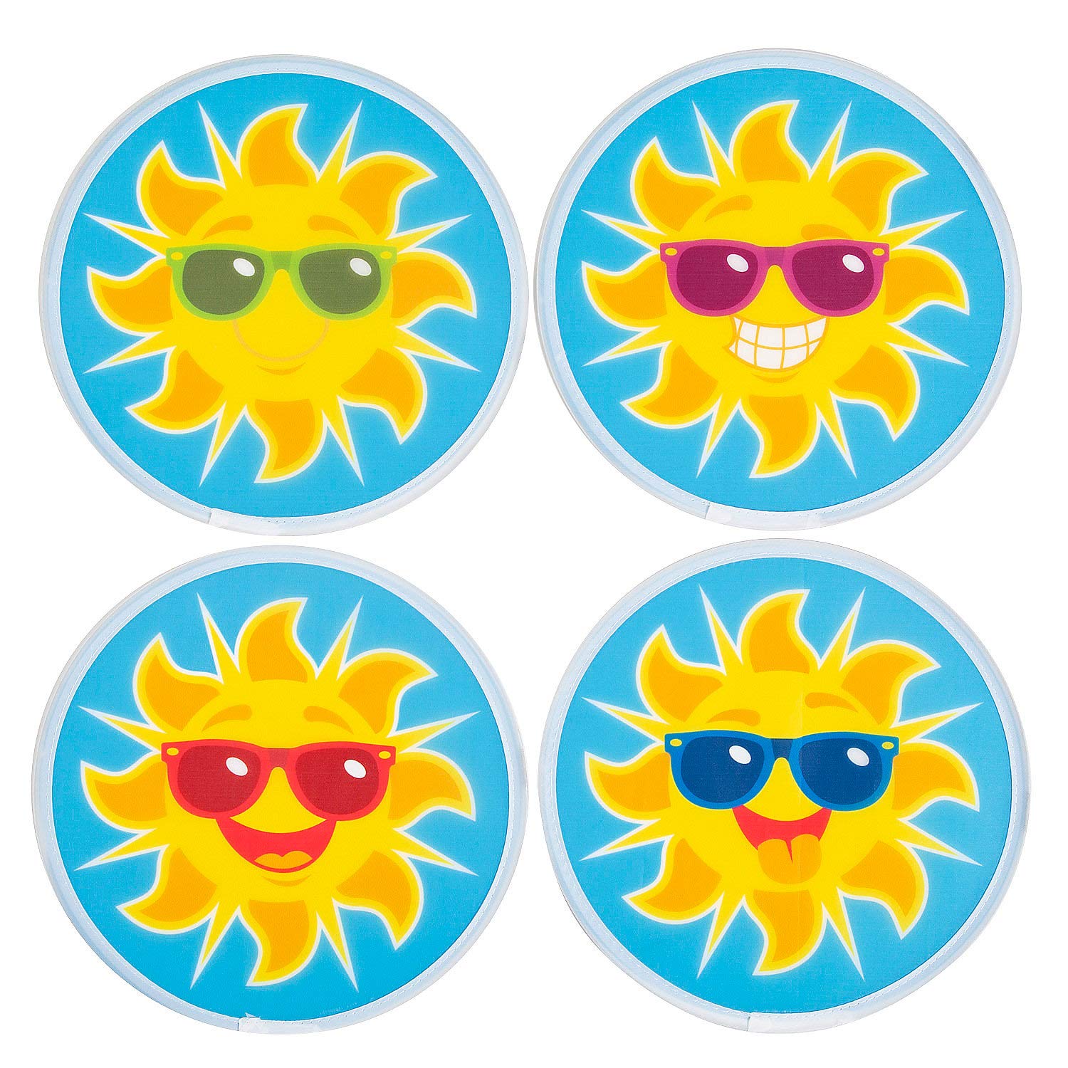 Fun Express Cool Sun Flying Discs - 12 Pack Outdoor Flying Toys for Kids, Beach, Park & Backyard Games - Colorful Frisbee Disc Set for Summer Fun