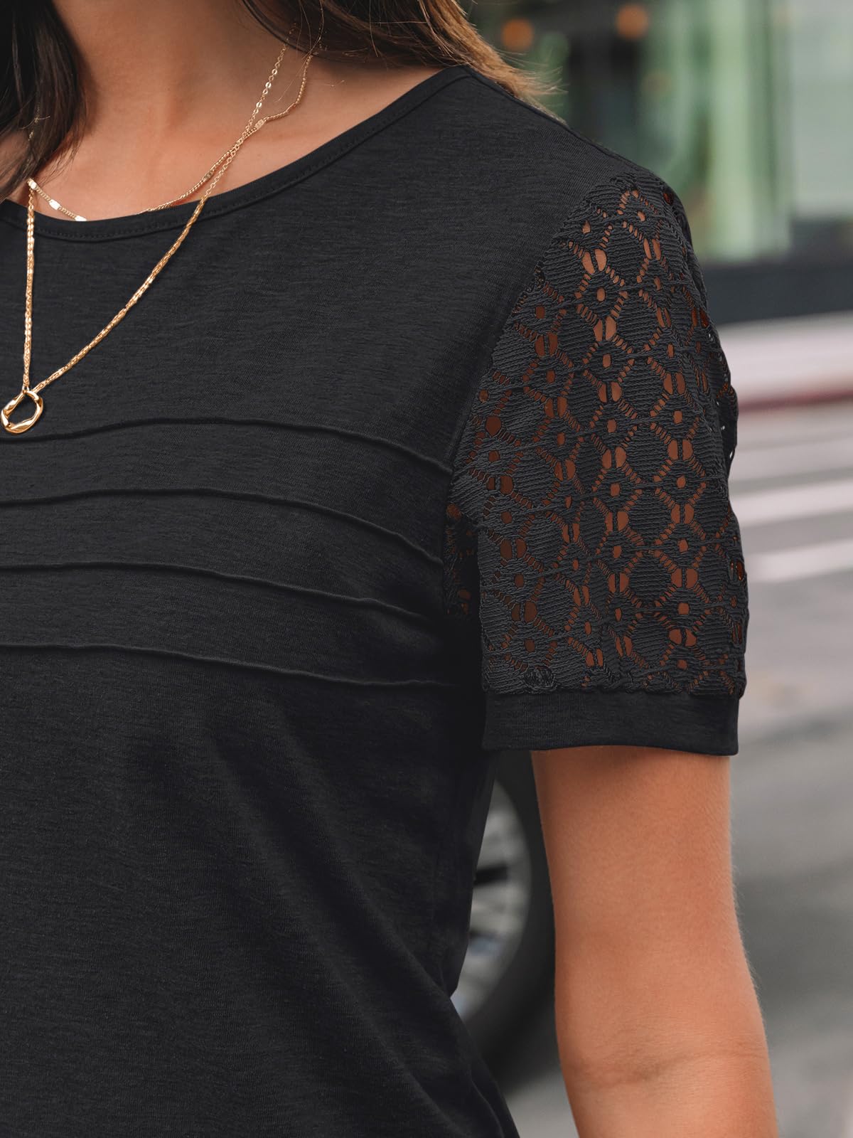 AUTOMET Women's Short Sleeve Lace Blouse - Elegant Summer Tops 2025 Trendy Casual T-Shirt for Work & Spring Outfits | Perfect for Office, Date Night & Summer Vacations
