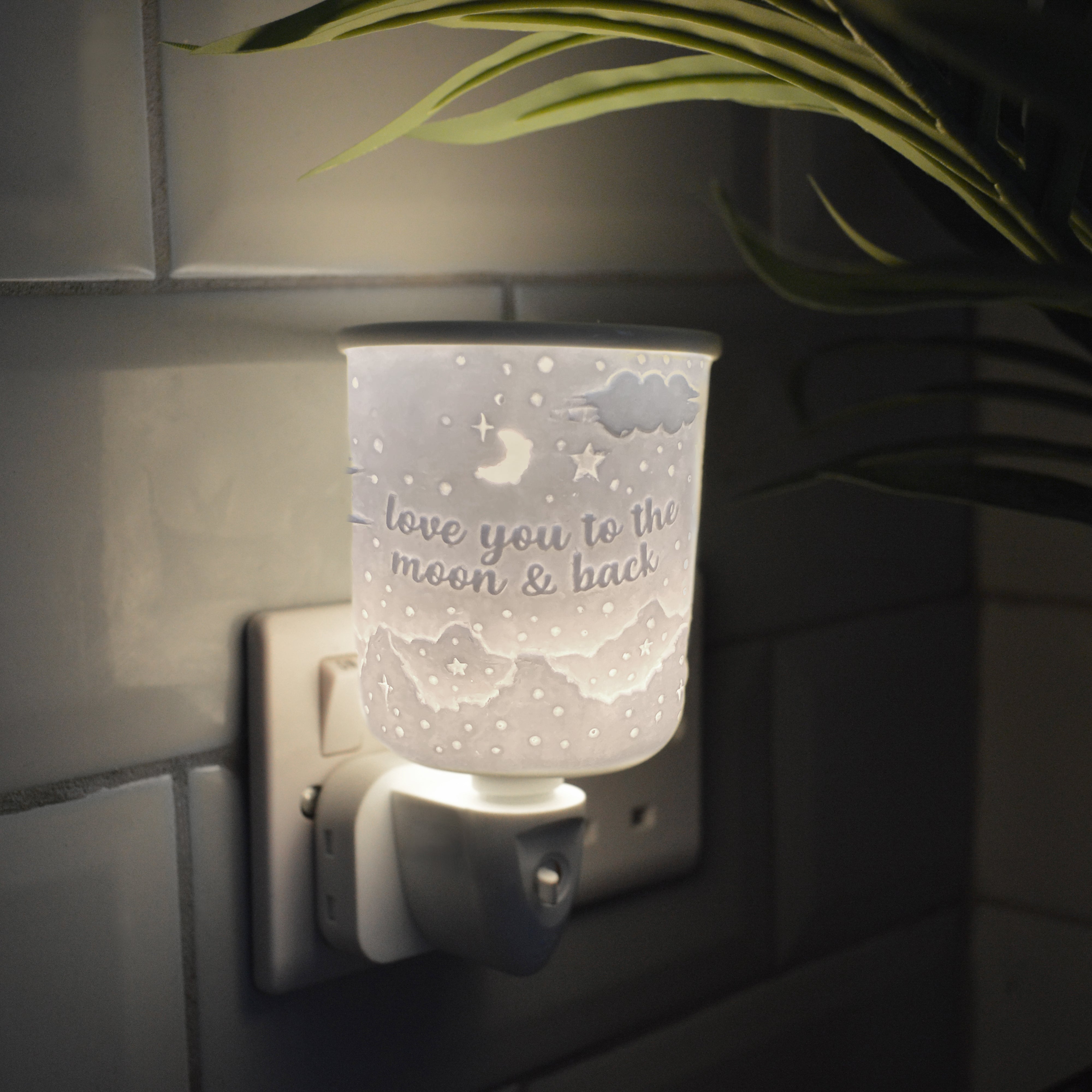 Cello Porcelain Plug-In Electric Wax Warmer - Love You to the Moon & Back - Perfect for Home, Office & Aromatherapy Relaxation