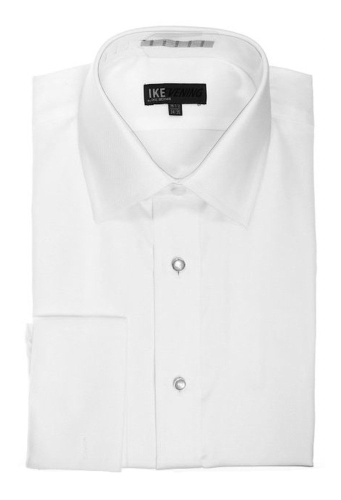 Premium Slim Fit Tuxedo Shirt with Cotton Non-Pleated Laydown Collar by IKE Behar - Formal Wear for Weddings, Black Tie Events & Evening Occasions