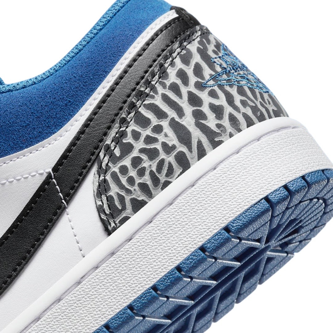 Air Jordan 1 Low GS SE Sneakers - White & Dark Marina Blue Basketball Shoes for Girls - Perfect for School, Sports & Casual Wear