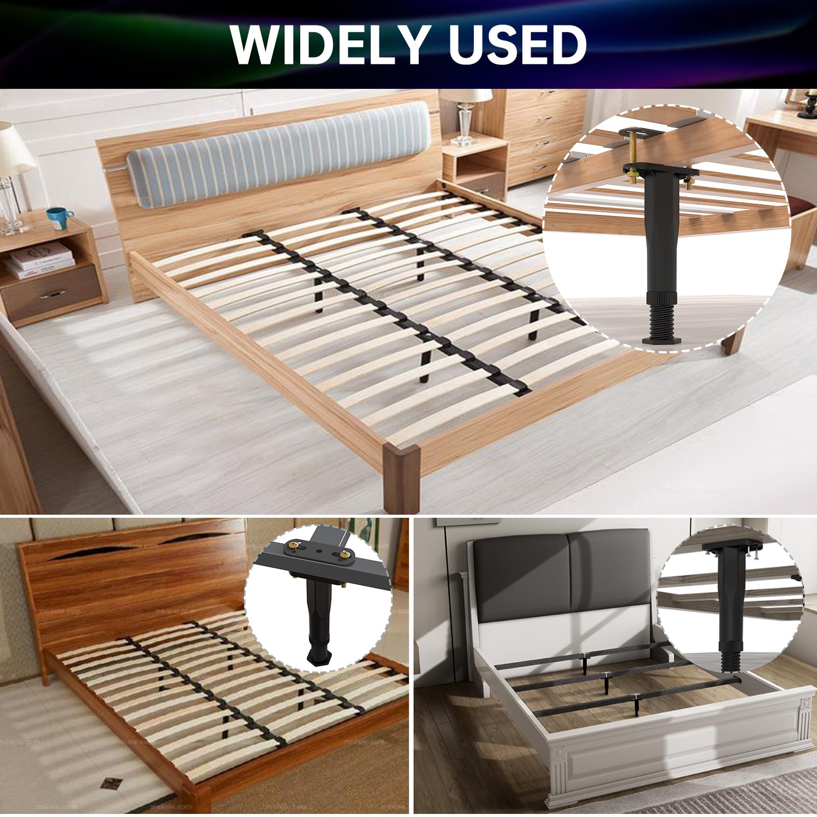 4 PCS Adjustable Height Bed Frame Center Support Legs (6.5