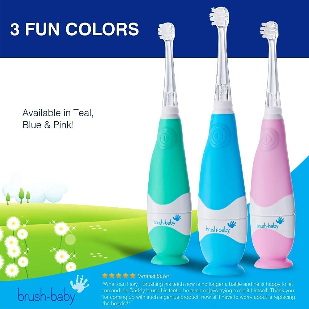 BabySonic Electric Toothbrush for Babies & Toddlers 0-3 Years - Soft Bristles, Suction Cup Base, 2-Minute Timer, Waterproof Design - Perfect for Gentle Oral Care & Early Brushing Habits Development