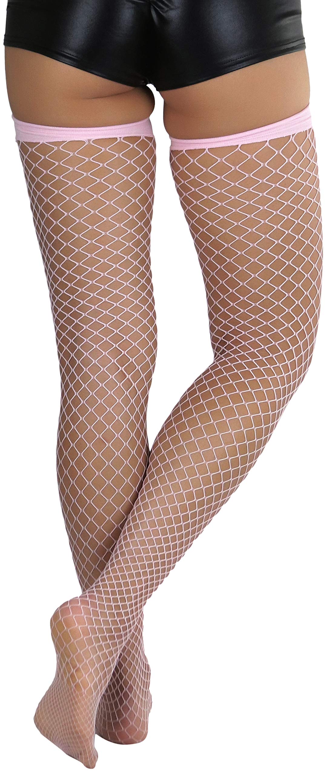 ToBeInStyle Women's Bright & Vibrant Fishnet Thigh High Stockings - Sexy Sheer Tights for Cosplay, Halloween, Burlesque & Night Out Outfits